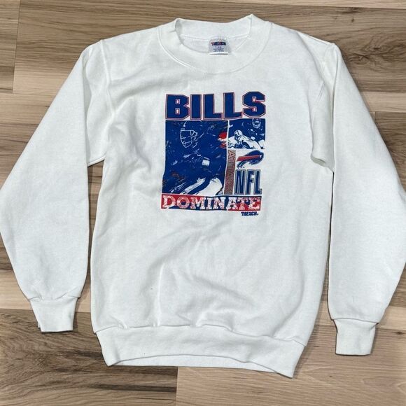 Vintage 1990’s Trench NFL Buffalo Bills Dominate Crewneck Sweatshirt Kids Large - Picture 1 of 3
